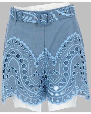 Charo Ruiz Dune High Waisted Scalloped Shorts - Blue