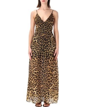 Alberta Ferretti Alberta Ferretti Leopard-Print Organza Maxi Dress - Metallic
