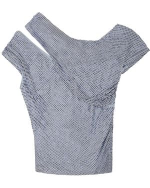 Self-Portrait Top With Shimmering Sequins - Blue