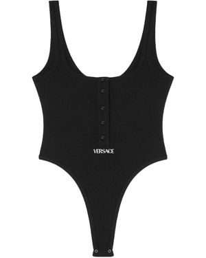 Versace Gerippter Body Mit Stickerei - Schwarz