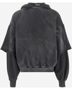 Cultura Cotton Hoodie Con Maniche A Strati - Grigio