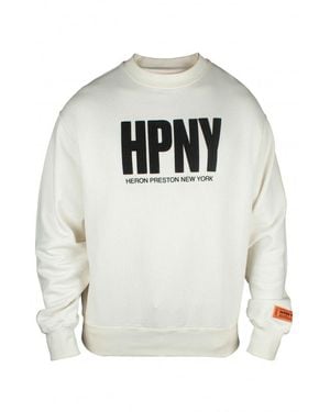 Heron Preston Crew Neck Cotton Sweatshirt With Bold Logo - White