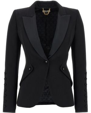 Elisabetta Franchi Lightweight Single-Breasted Tuxedo Blazer - Black