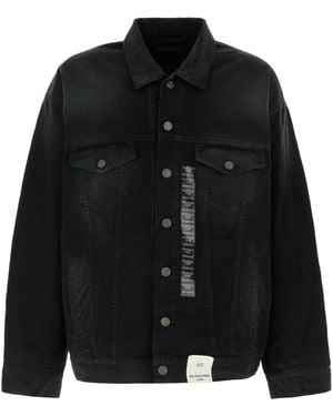 Balenciaga Denim Jacket With Size Stickers - Black