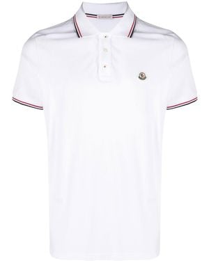 Moncler Logo Cotton Polo Shirt - White