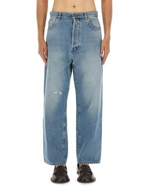 Moschino Light Wash Cotton Denim Jeans - Blue