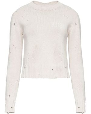 MM6 by Maison Martin Margiela Trui Met Ronde Hals - Wit