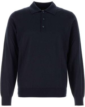 Brioni Midnight Cashmere Blend Polo Shirt - Blue