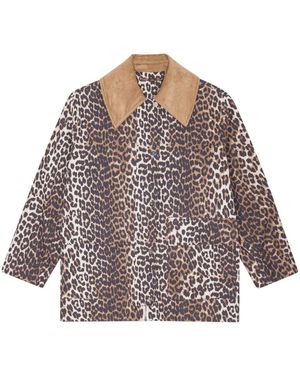 Ganni Cotton Blend Jacket - Brown