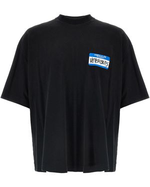 Vetements 'My Name Sticker' T -Shirt - Schwarz