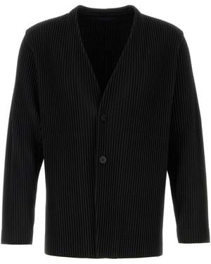 Homme Plissé Issey Miyake Homme Plisse' Issey Miyake Polyester Cardigan - Black