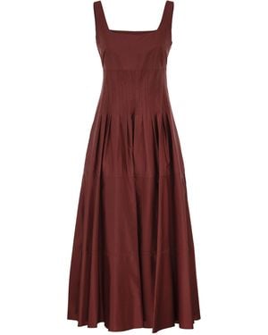 Max Mara Mstfeltre Katoenen Midi-jurk Met Gestructureerd Lijfje - Paars