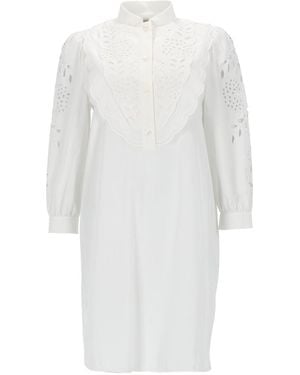 Valentino Cotton Eyelet Shirt Dress - White