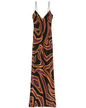 PUCCI Labirinto-Print Crêpe De Chine Maxi Dress - Brown