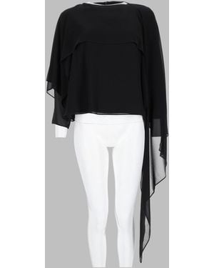 MM6 by Maison Margiela Asymmetric Draped Long-Sleeve Blouse - Black