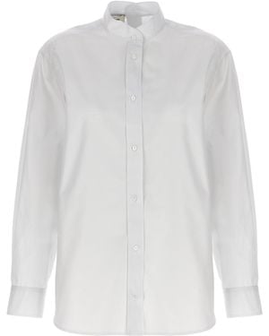 Fendi Mandarin Collar Cotton Poplin Shirt - Weiß