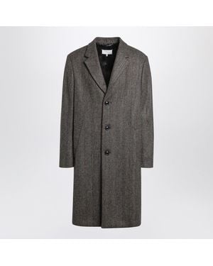 Maison Margiela Single-Breasted Herringbone Coat - Gray