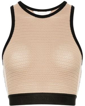 Palm Angels Knitted Cropped Top - Natural