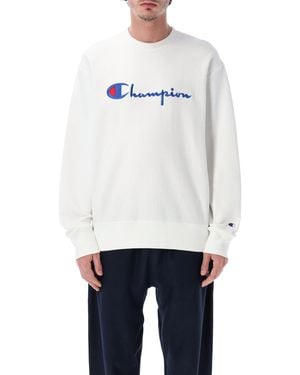 Champion Crewneck Sweatshirt With Logo - White