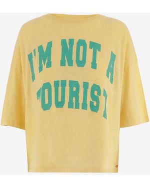 ONE TEE Cotton T Shirt With Logo Print - Yellow