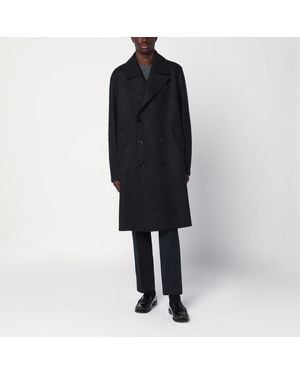 Harris Wharf London Anthracite Double Breasted Wool Coat - Black