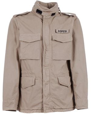Aspesi Military Inspired Concealed Casual Jacket - Brown
