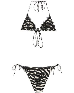 Ermanno Scervino Set Bikini Triangolo Stampato - Bianco