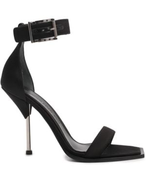 McQueen Silk Satin Heel Sandals - Black