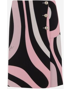 Emilio Pucci Gonna Avvolgente Per Pattern Di Marmo - Rosso