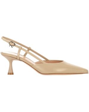 Gianvito Rossi Light Leather Kitten Heels - Natural