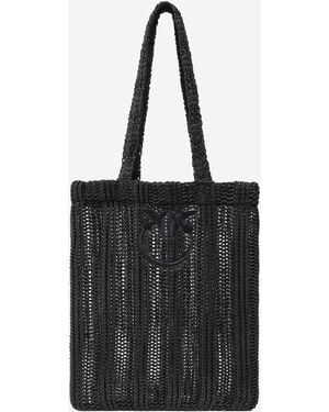 Pinko Easy Raffia Shopping Bag - Black