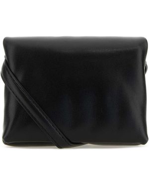 Marni Black Leather Mini Prisma -koppeling - Zwart