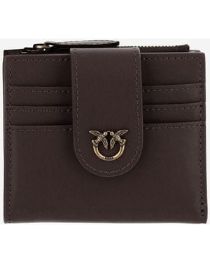 Pinko Leather Wallet With Logo - Black