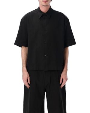 Studio Nicholson Oversized Short-Sleeve Cotton-Linen Shirt - Black