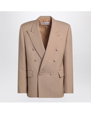 Valentino Double Breasted Jacket Camel Light - Natural