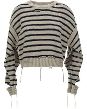 MM6 by Maison Martin Margiela Distressed Sweater - Wit
