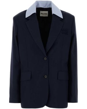 Miu Miu Navy Blue Wool Blazer