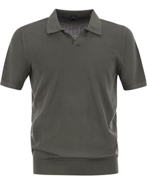 Fedeli Giza Katoen Met Korte Mouwen Poloshirt - Grijs
