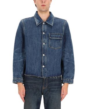 Our Legacy Cotton-Hemp Blend Denim Jacket With Cropped Fit - Blue