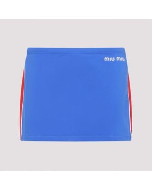 Miu Miu Logo Mini Skirt - Blue