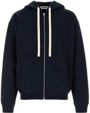 Jil Sander Zip-Up Hoodie Sweatshirt - Blue