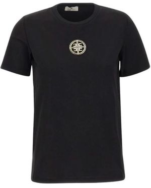 Elisabetta Franchi T Shirt With Jewelled Logo - Black