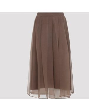 Brunello Cucinelli Midi Voile Skirt - Bruin