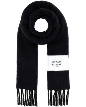 Maison Kitsuné Alpaca Wool Scarf - Black