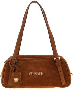 Versace Tag Suede Hobo Bag - Braun