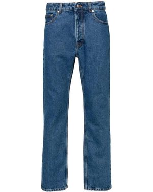 Palm Angels Gerade Beinjeans mit Monogrammstickerei - Blau
