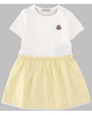 Moncler Baby Cotton Dress With Cut-Out Sleeves - Multicolour