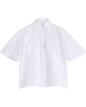 Maison Kitsuné Besticktes Hemd mit kurzen Ärmeln - Weiß