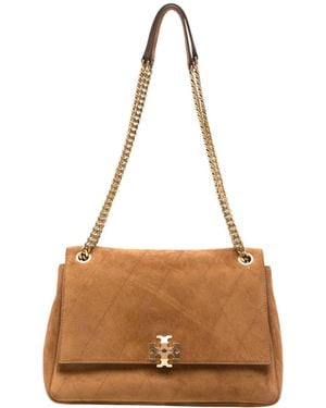 Tory Burch Charlie Umhängetasche aus gestepptem Wildleder - Braun