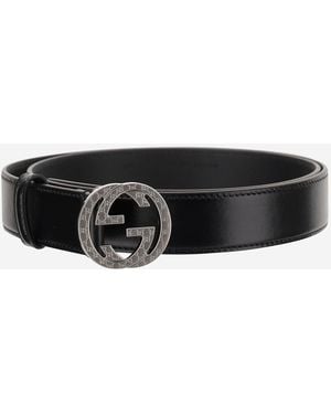 Gucci Leather Belt With Logo - Black